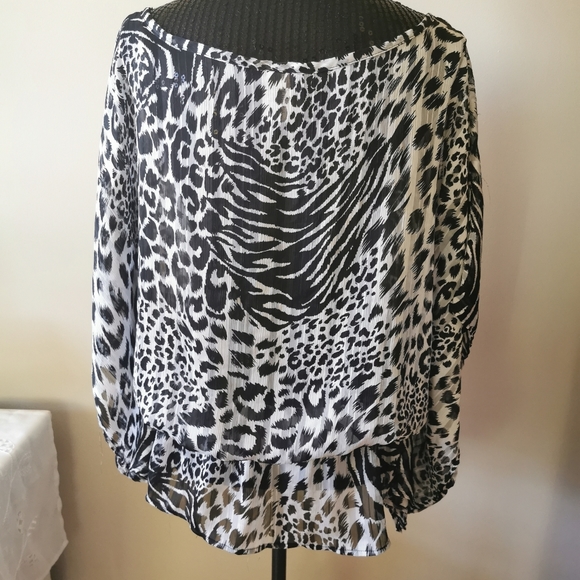Lori Michaels Collection Multi Print Blouse S/M - Picture 5 of 11